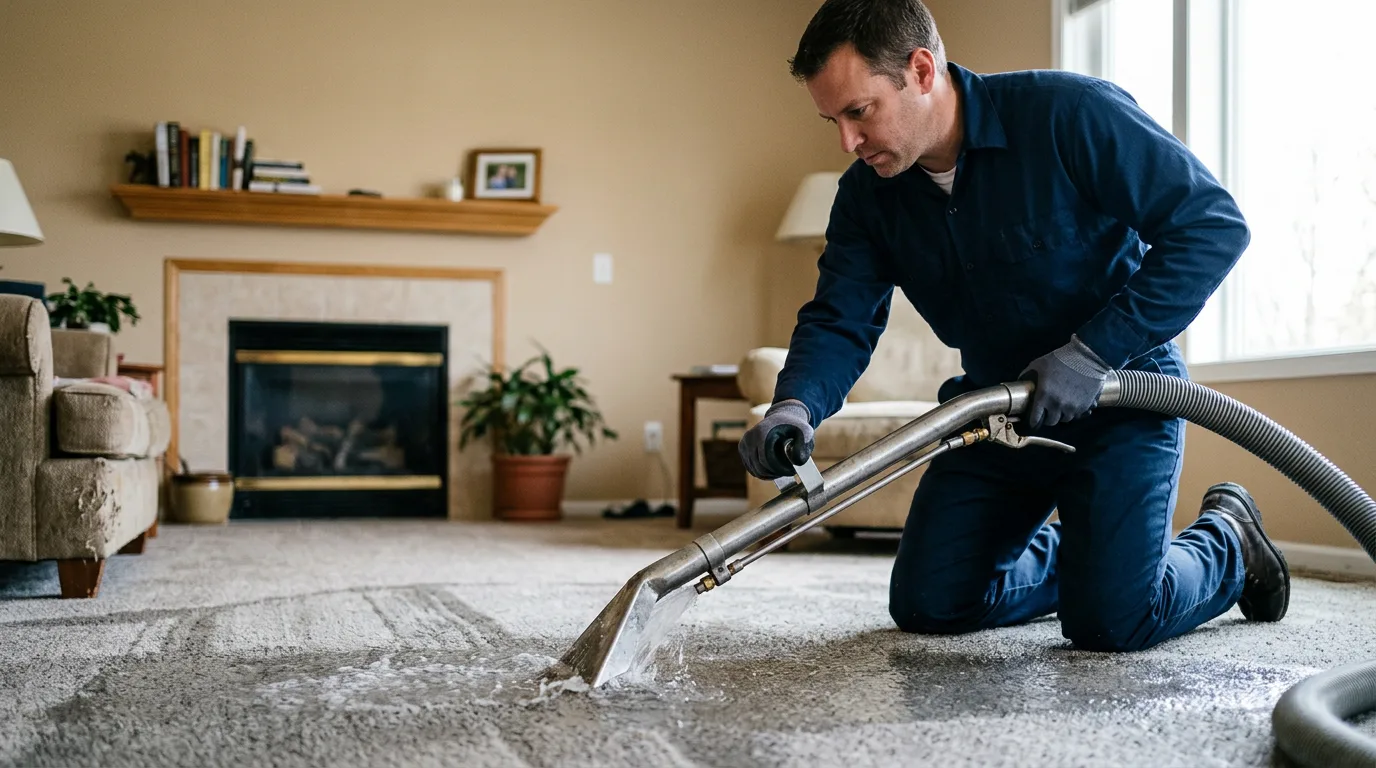 Water damage restoration technician working near Roseau, MN